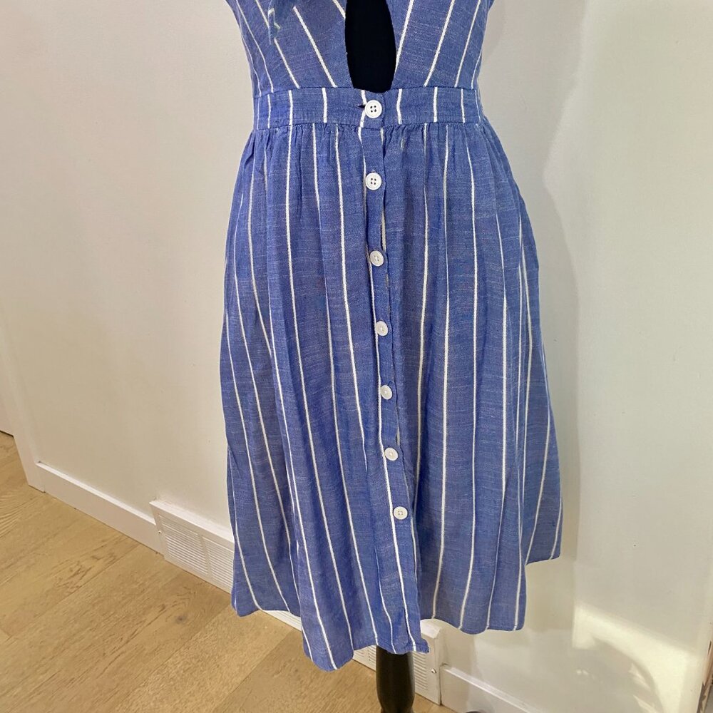 WOMEN’S TWIK BLUE & WHITE STRIPE MIDI DRESS - Picture 6 of 9